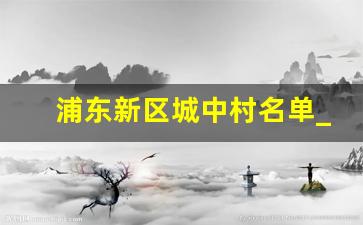 浦东新区城中村名单_上海10个城中村名单