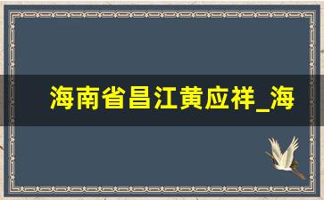 海南省昌江黄应祥_海南昌江鸿发