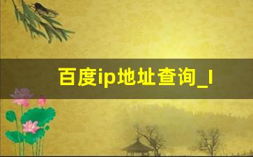 百度ip地址查询_IP地址本机查询