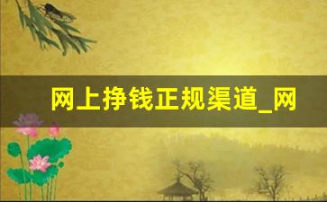 网上挣钱正规渠道_网上赚钱快的方法急用钱