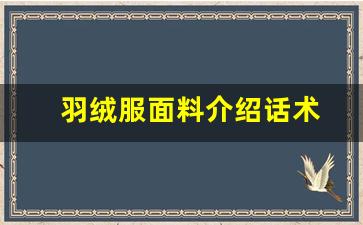 羽绒服面料介绍话术