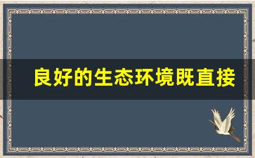 良好的生态环境既直接有利于