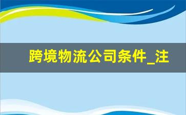 跨境物流公司条件_注册国际物流公司需要什么条件