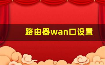 路由器wan口设置